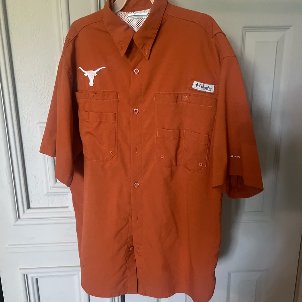 Columbia Rust Orange Longhorn Short Sleeve Shirt